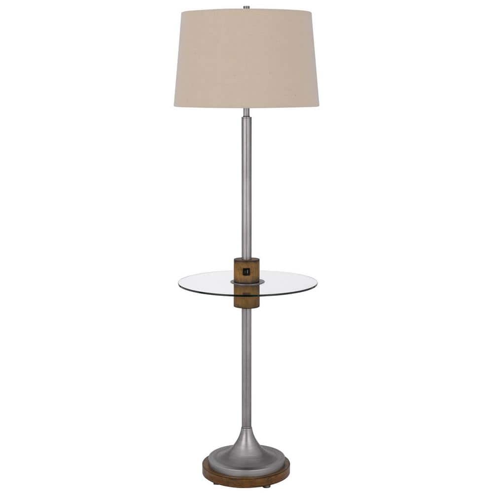 HomeRoots 61 in. Silver 1 Dimmable (Full Range) Tripod Floor Lamp for Living Room with Cotton Empire Shade