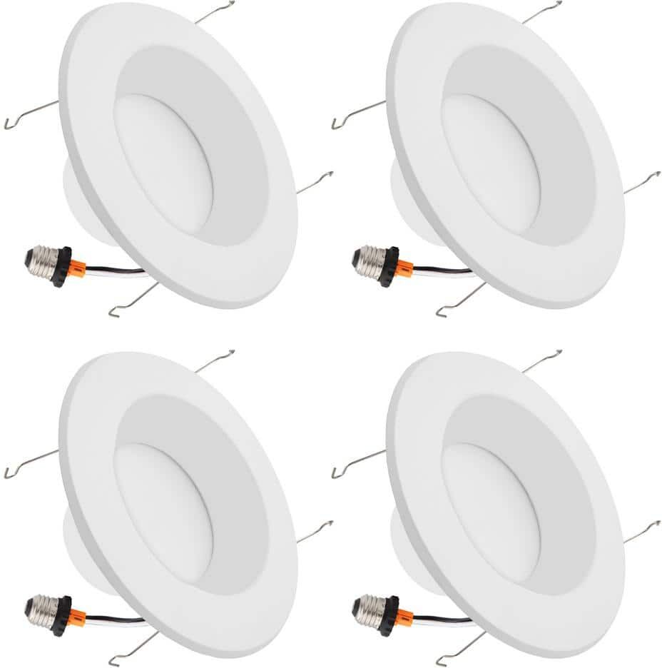 Maxxima 5 in. and 6 in. Housing Required New Construction, 4000K Neutral White Integrated LED Recessed Light Kit (4-Pack)