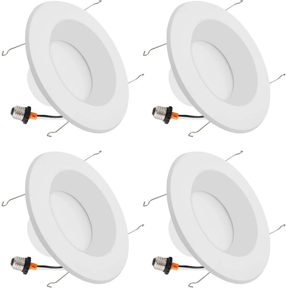 Maxxima 5 in. and 6 in. Housing Required New Construction, 2700K Warm White Integrated LED Recessed Light Kit (4-Pack)