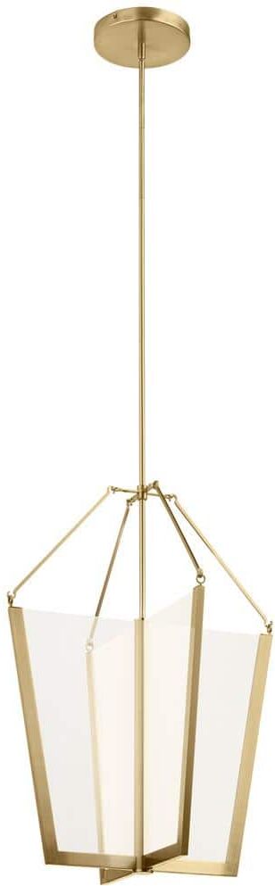 KICHLER Calters 28.5 in. Integrated LED Champagne Gold Contemporary Lantern Foyer Pendant Hanging Light