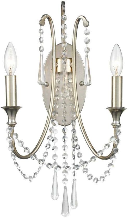 Crystorama Arcadia 2-Light Antique Silver Wall Mount