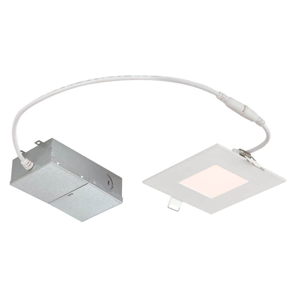 Westinghouse Slim Square 4 in. 4000K Cool White New Construction and Remodel IC Rated Recessed Integrated LED Kit for shallow ceiling