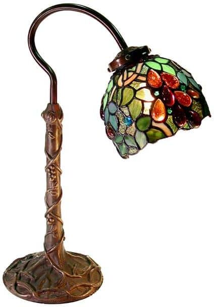 Warehouse of Tiffany 18 in. Grape Bronze/Multicolored Desk Lamp with Inline Switch