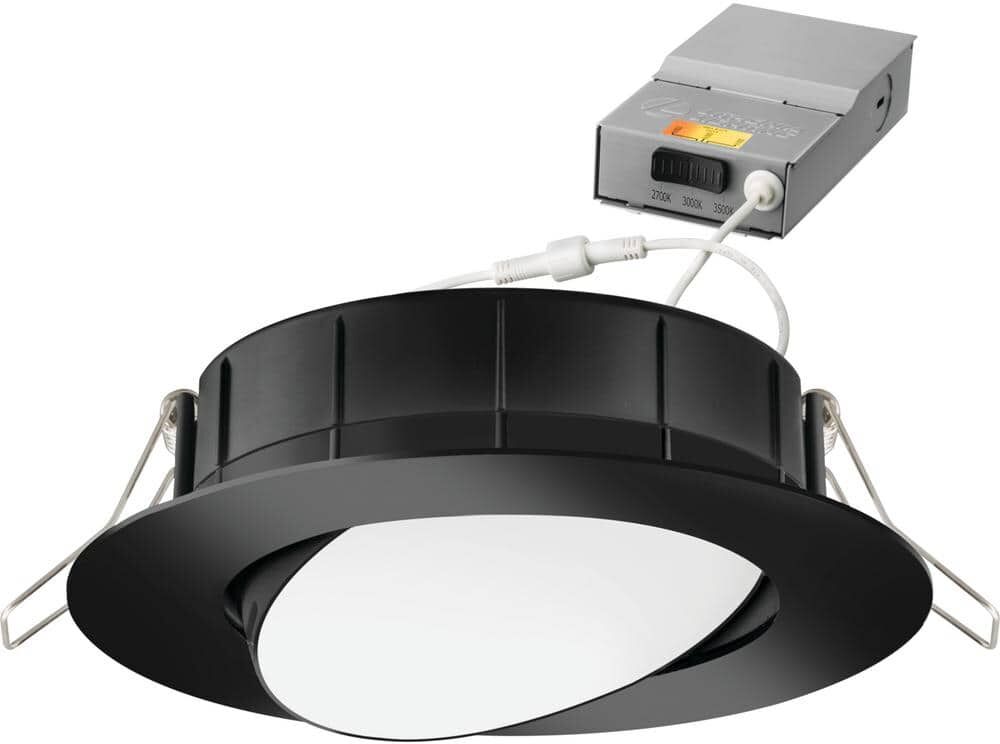 Lithonia Lighting 4 in. Selectable Color Temperature New Construction or Remodel Matte Black Recessed Integrated LED Gimbal Kit