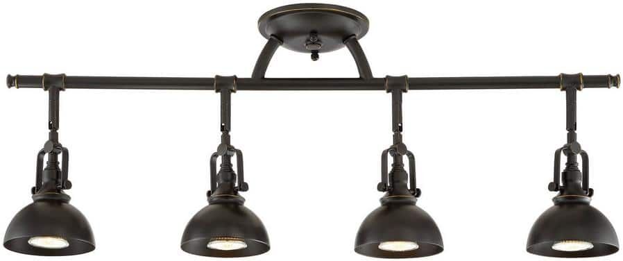 Kira Home Broadway 50-Watt 4-Light Bronze Industrial Track Light with Oil Rubbed Bronze Shade, No Bulb Included