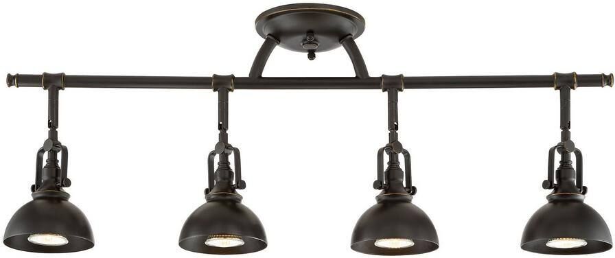 Kira Home Broadway 50-Watt 4-Light Bronze Industrial Track Light with Oil Rubbed Bronze Shade, No Bulb Included