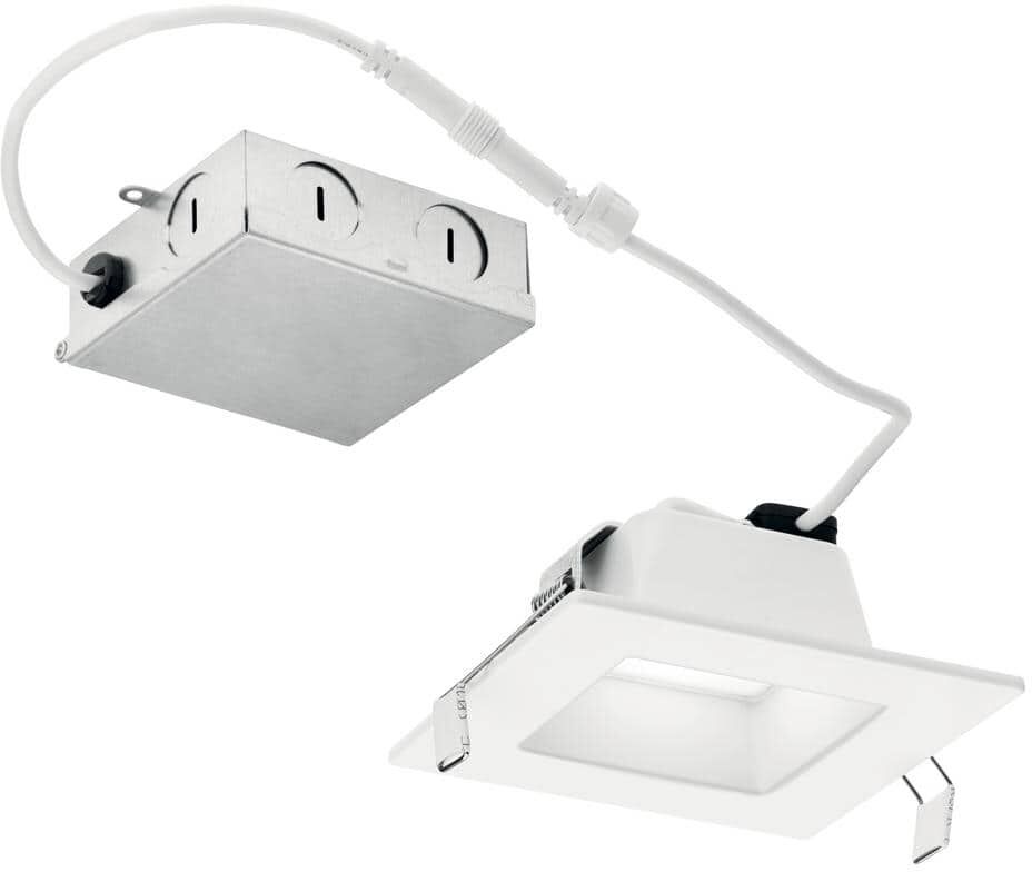 KICHLER Direct-to-Ceiling 4 in. Square White 2700K Integrated LED Canless Recessed Light Kit