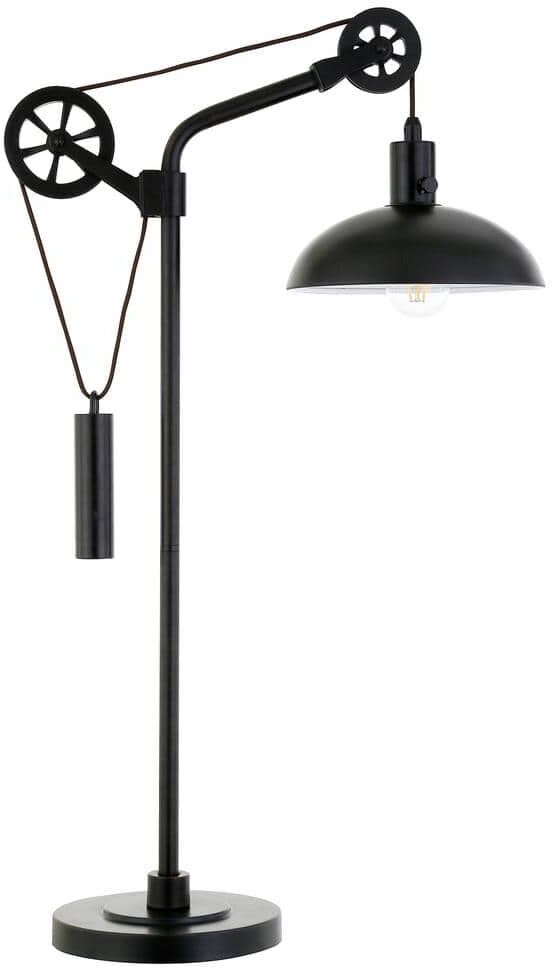 Meyer&Cross Neo 33.5 in. Blackened Bronze Table Lamp with Spoke Wheel Pulley System