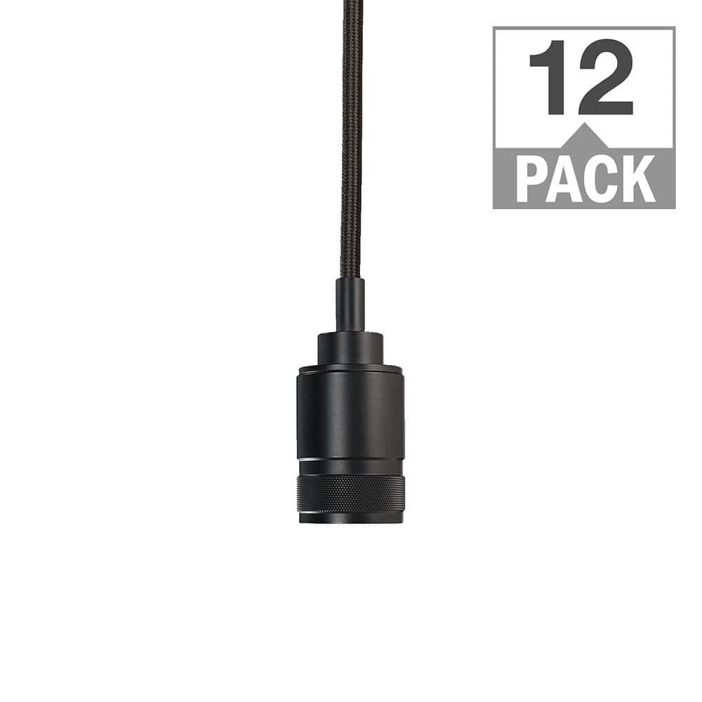 Feit Electric 60-Watt 1-Light Socket Black Industrial Style Pendant Light Fixture (No Bulb or Shade Included), 12-Pack