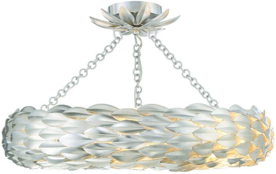 Crystorama Broche 24 in. 6-Light Antique Silver Flush Mount