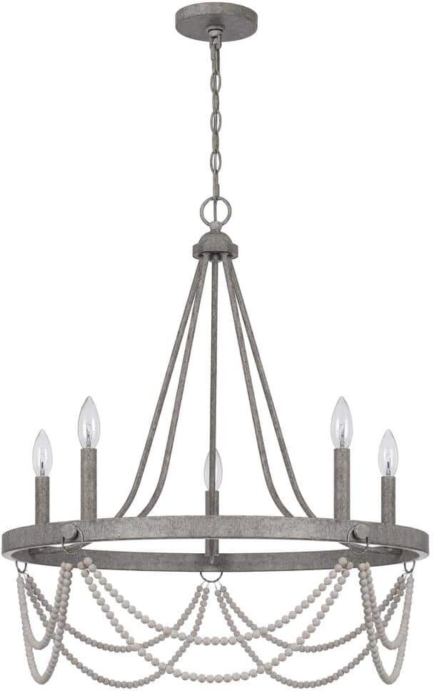 CAL Lighting 5-Light Antique Silver Metal Chandelier