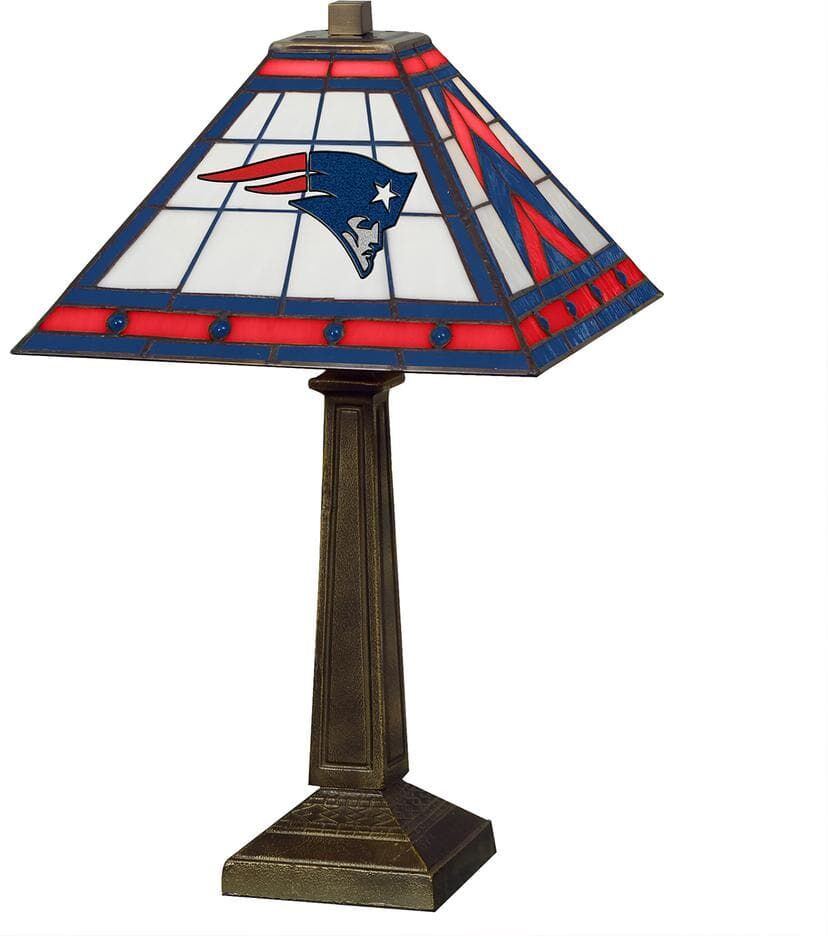 The Memory Company NFL 23 in. Antique Bronze Stained Glass Mission Lamp- Patriots