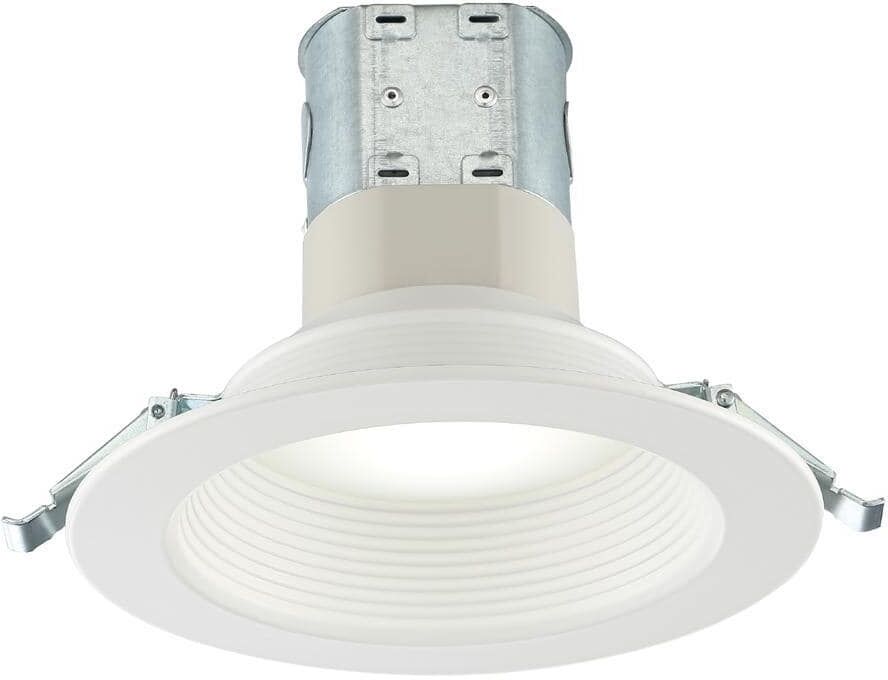 Commercial Electric Easy-Up 6 in. White Baffle Integrated LED Recessed Kit with Selectable CCT (2700K-5000K), (No Can Needed)