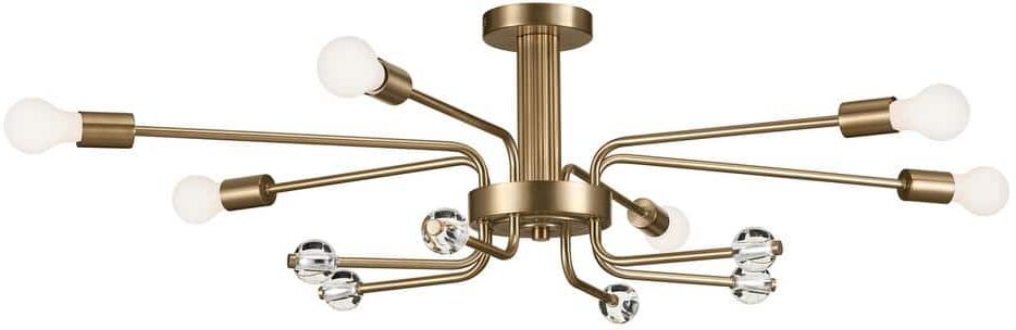 KICHLER Ocala 41.25 in. 6-Light Champagne Bronze Living Room Art Deco Semi-Flush Mount Ceiling Light with Clear Crystal