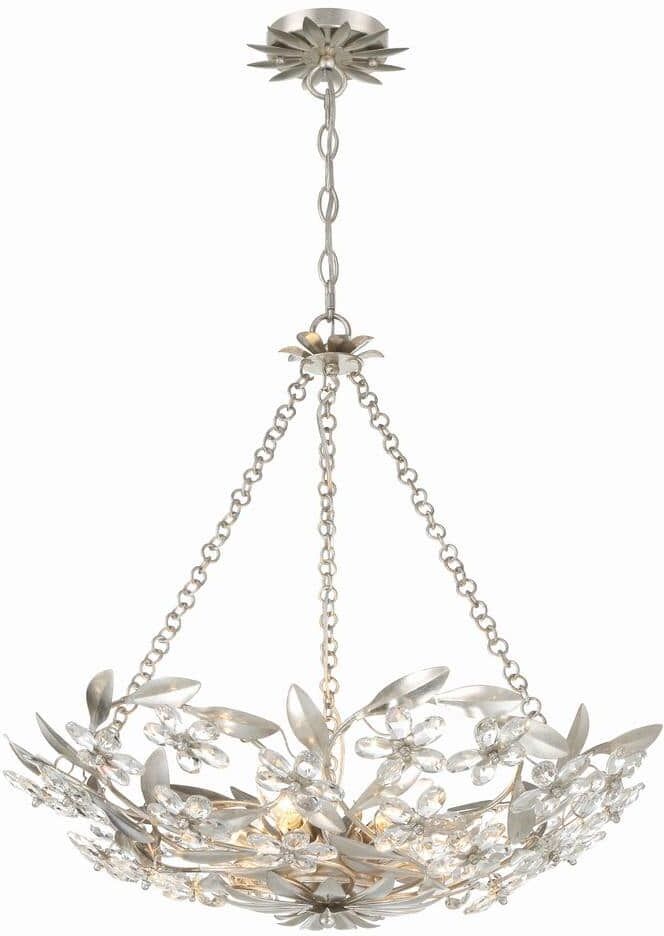 Crystorama Marselle 6-Light Antique Silver Chandelier with No Bulb Included