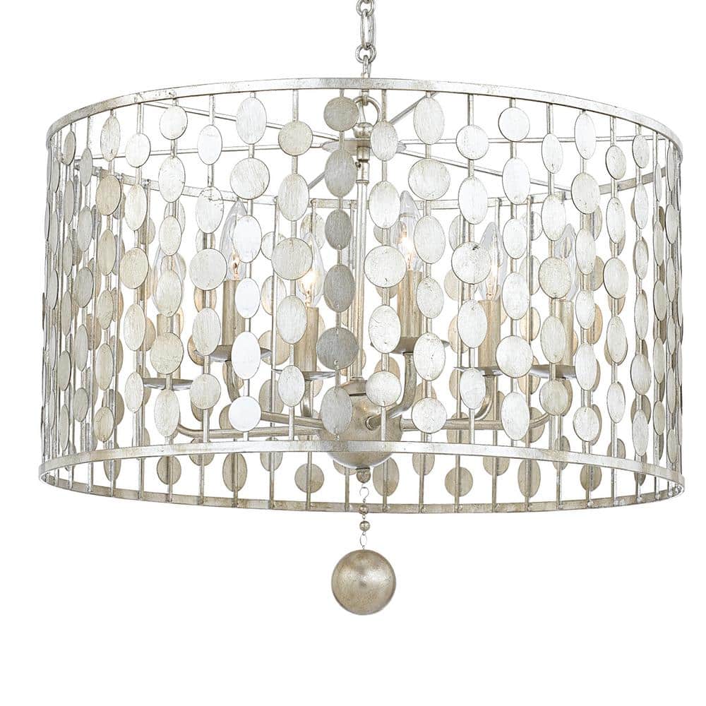 Crystorama Layla 6-Light Antique Silver Chandelier