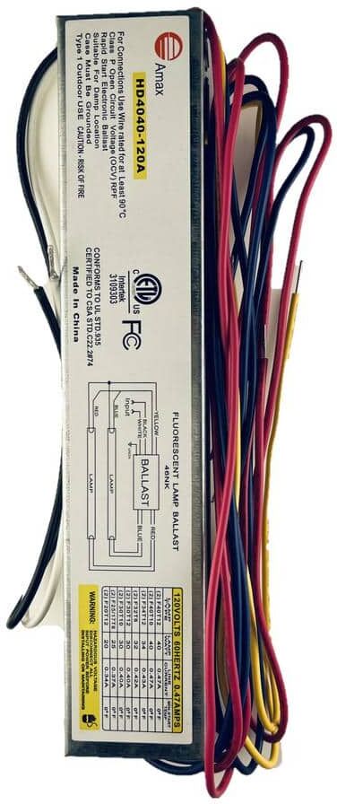 AMAX LIGHTING 120-Volt 11 in. Electronic Ballast 2-F17T8,2-F20T8,2-F25T8,2-F30T10,2-F32T8,2-F34T8,2-F40T10,2-F40T12 Lamps