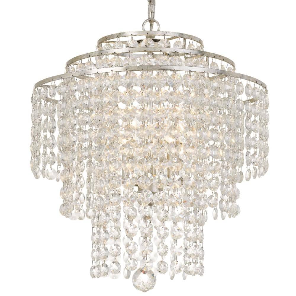 Crystorama Arielle 4-Light Antique Silver Crystal Chandelier