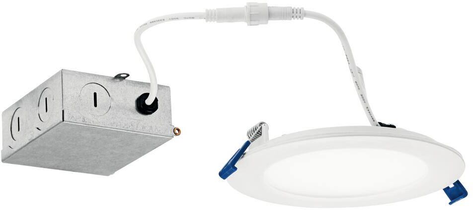 KICHLER Direct-to-Ceiling 5 in. Round Slim White 2700K Integrated LED Canless Recessed Light Kit