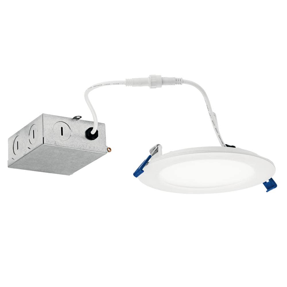 KICHLER Direct-to-Ceiling 5 in. Round Slim White 3000K Integrated LED Canless Recessed Light Kit