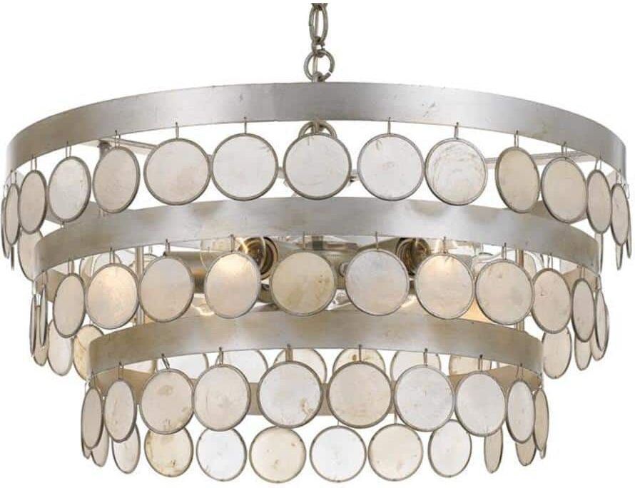 Crystorama Coco 6-Light Antique Silver Capiz Chandelier