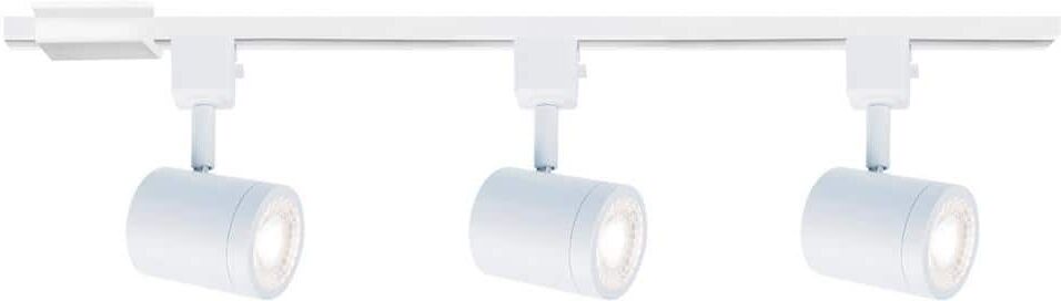 WAC Lighting Charge 48 in. 3-Light White LED ENERGY STAR Track Lighting Kit with Floating Canopy Feed and Track with End Caps, 3000K