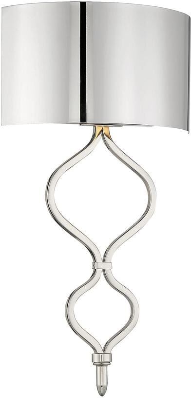 Savoy House Como 11 in. W x 20 in. H 14W Integrated LED Polished Nickel Wall Sconce with Metal Shade and Helix-Shaped Metal Frame