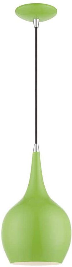 Livex Lighting Andes 1-Light Shiny Apple Green Mini Pendant with Polished Chrome Accents