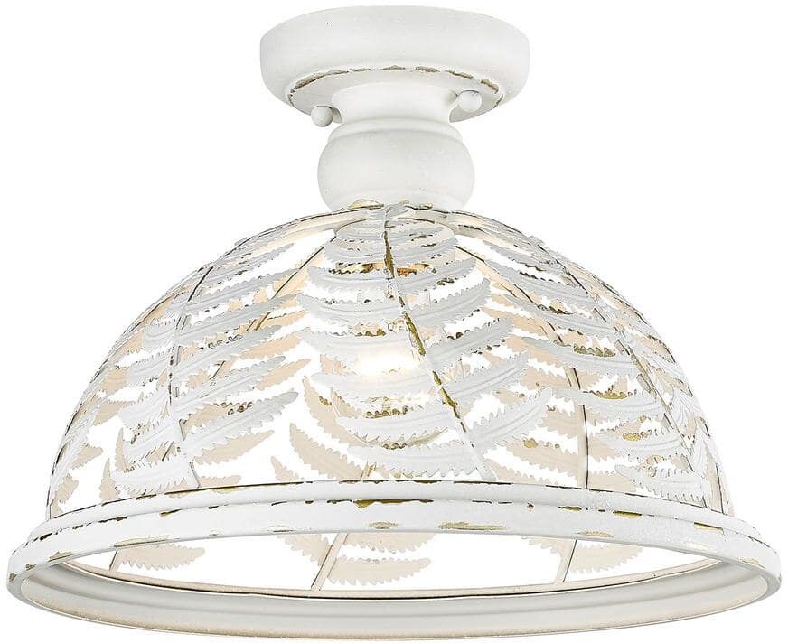 Golden Lighting Annalin 13 in. 1-Light Vintage Decor White Semi-Flush Mount