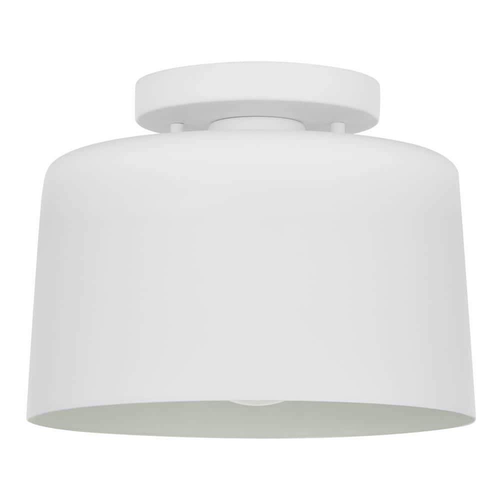 Home Decorators Collection 10 in. 1-Light Matte White Semi-Flush Mount