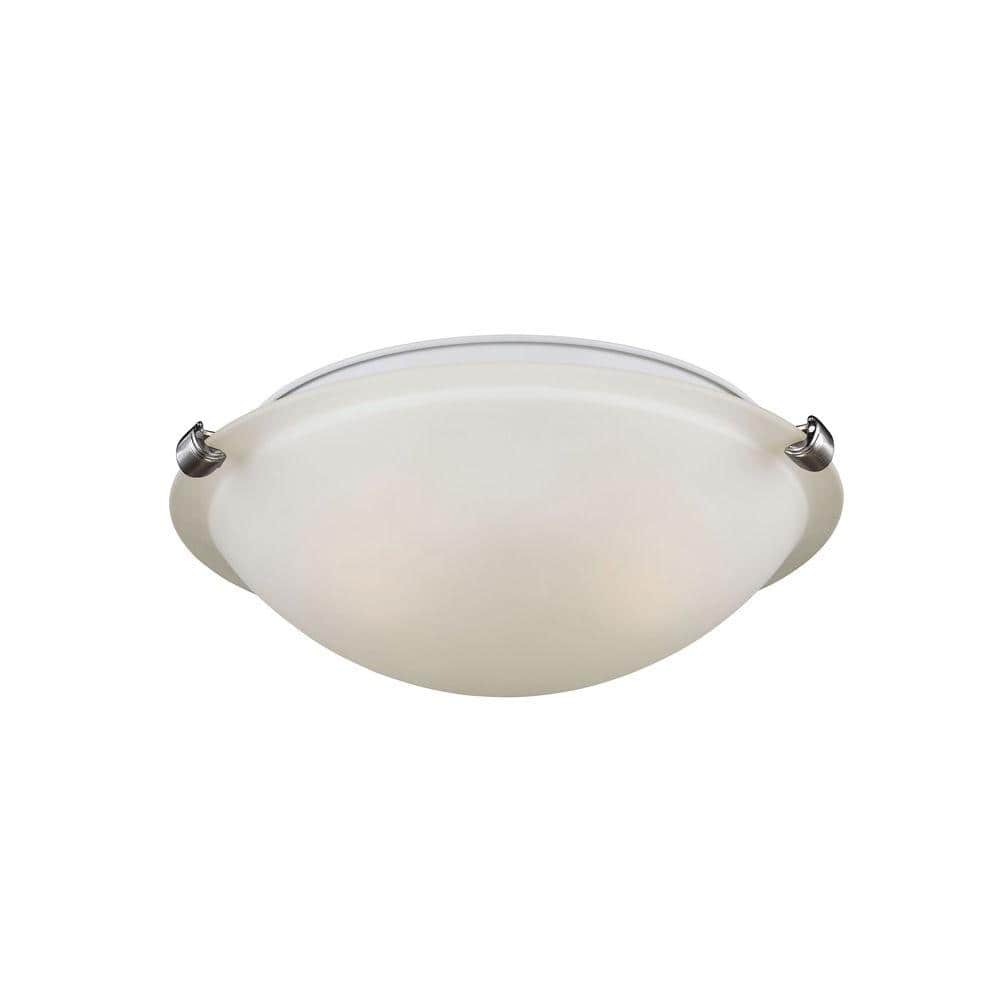 Generation Lighting Clip Ceiling 12.25 in. W. 2-Light Brushed Nickel Flush Mount