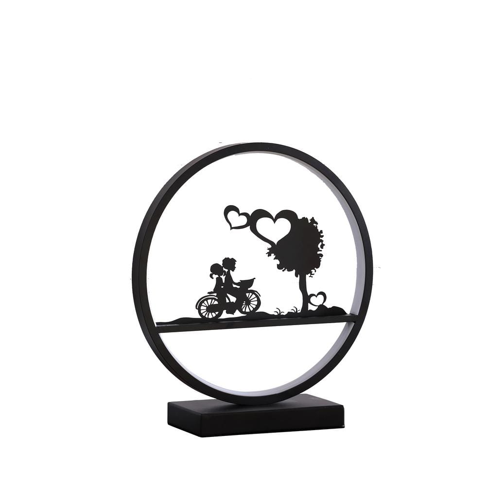 ORE International 13 in. Girl And Boy On Bicycle LED Accent Table Lamp