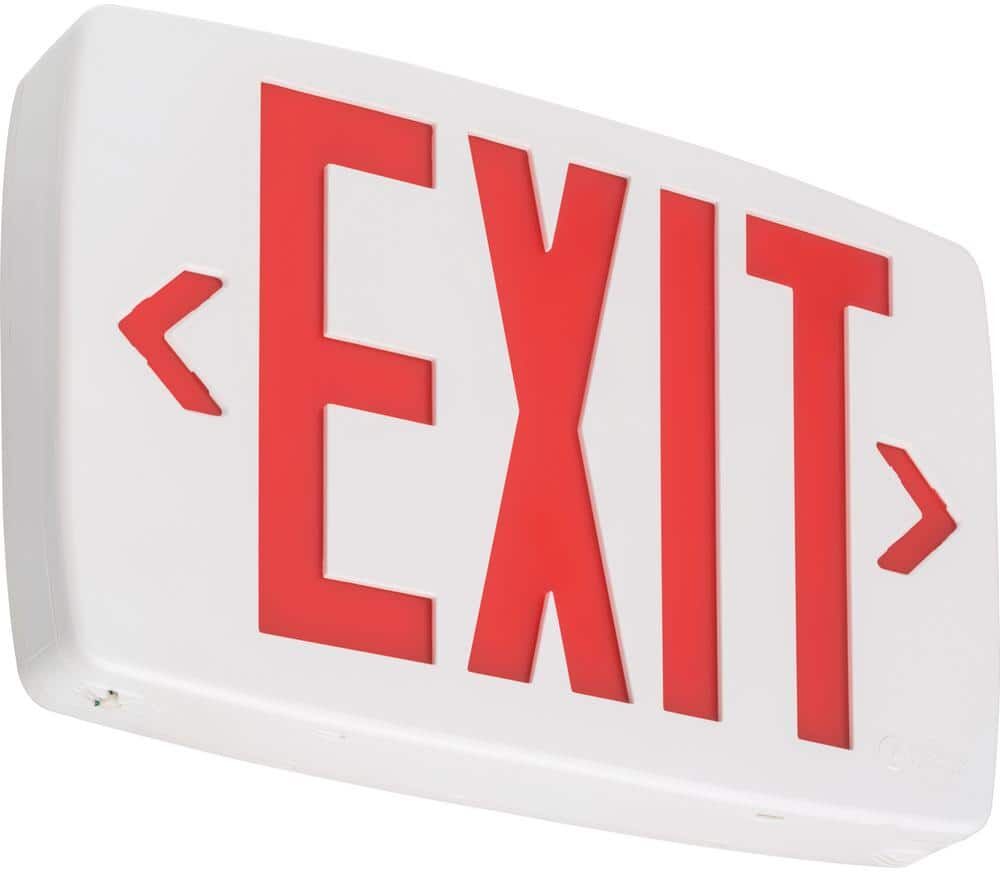 Lithonia Lighting Contractor Select LQM Series 120/277-Volt Integrated LED White and Red Exit Sign W/Back Up Battery