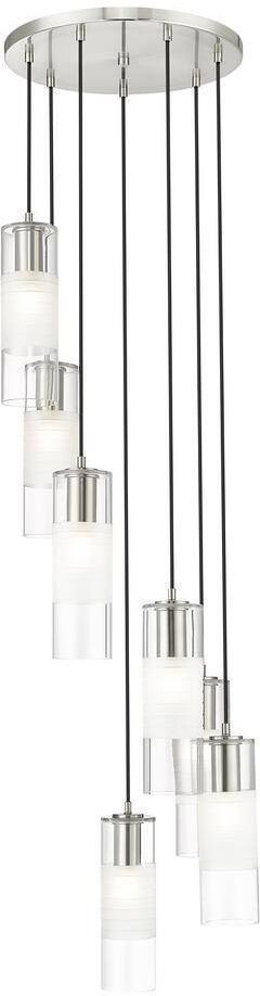 Alton 18 in. 7-Light Brushed Nickel Round Chandelier with Clear Plus Frosted Glass Shades