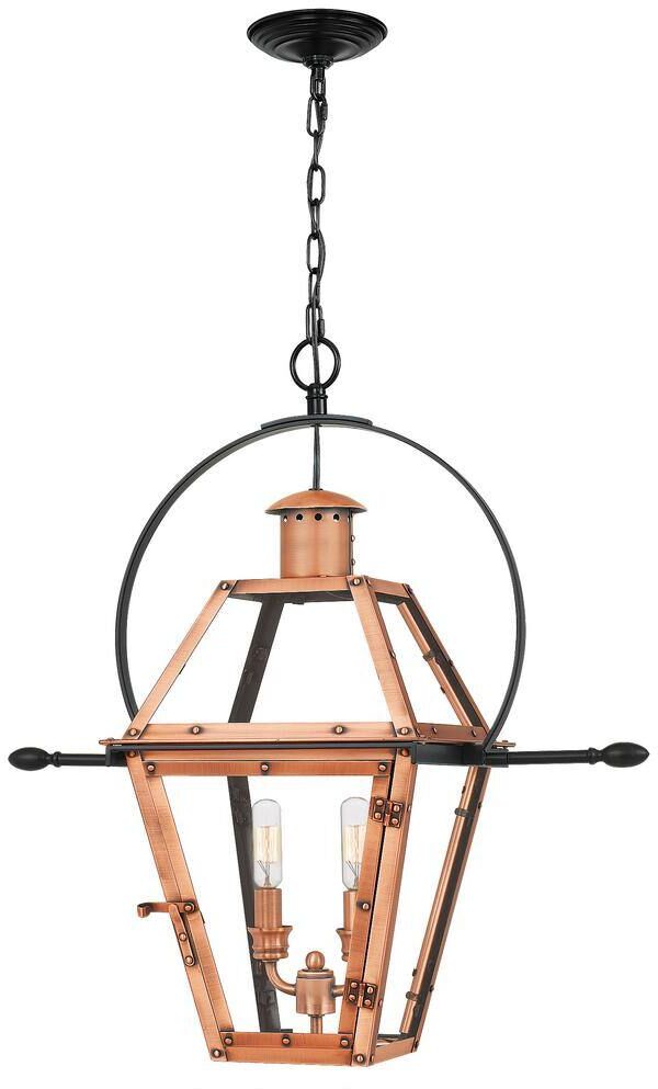 Quoizel Rue De Royal 2-Light Aged Copper Pendant with Clear Glass