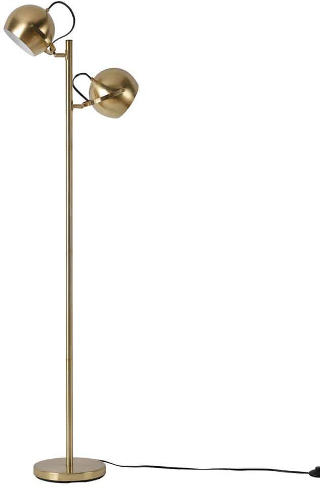 Globe Electric Miles 60.3 in. Matte Brass Floor Lamp with Adjustable Lamp Heads and In-Line On/Off Foot Switch