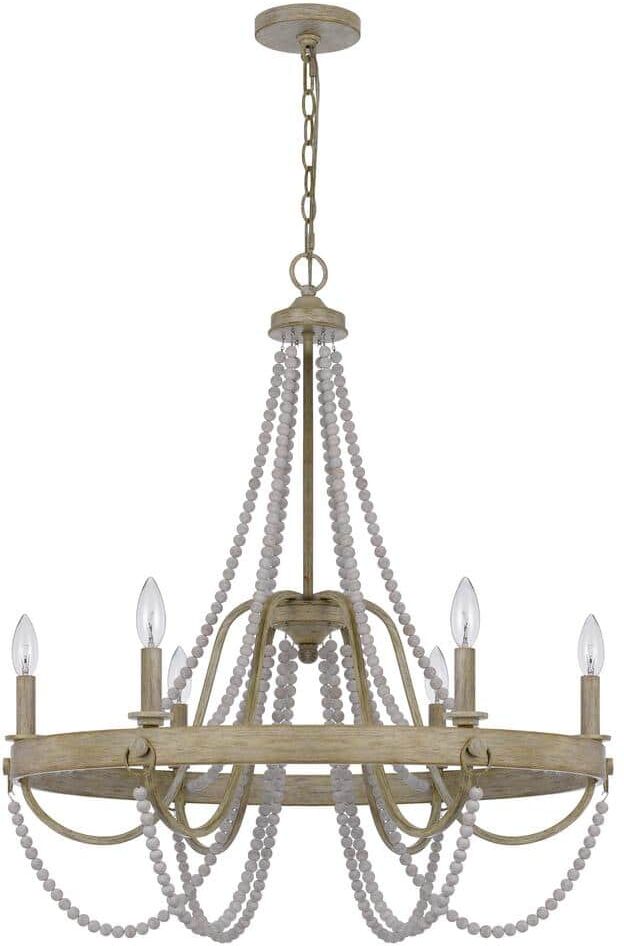 CAL Lighting 6-Light Antique Silver Metal Chandelier