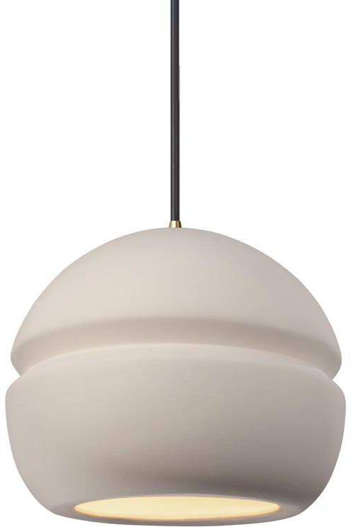 Justice Design Radiance Sphere 1-Light Antique Brass Ceramic Pendant with Bisque Shade