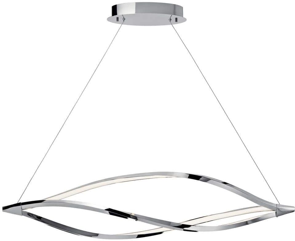 KICHLER Elan Meridian Integrated LED Chrome Contemporary Shaded Dining Room Pendant Hanging Light