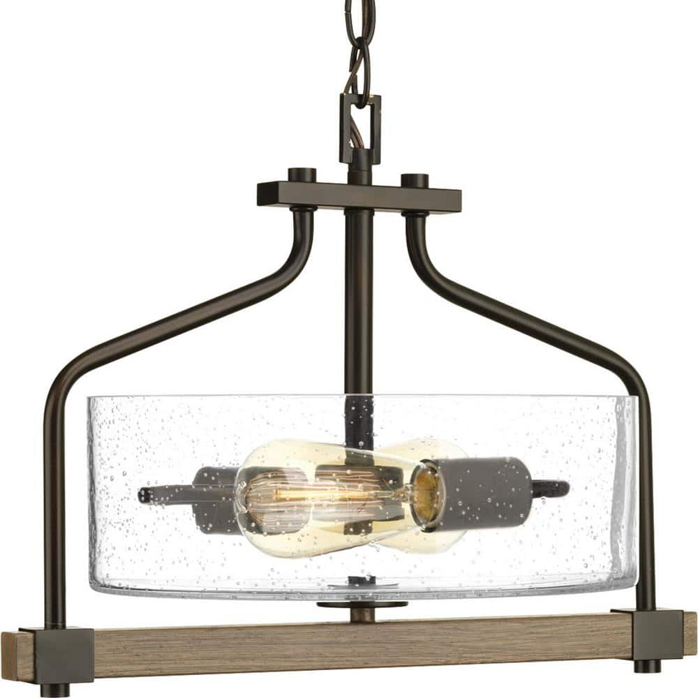 Progress Lighting Barnes Mill Collection 2-Light Antique Bronze Semi-Flush Mount