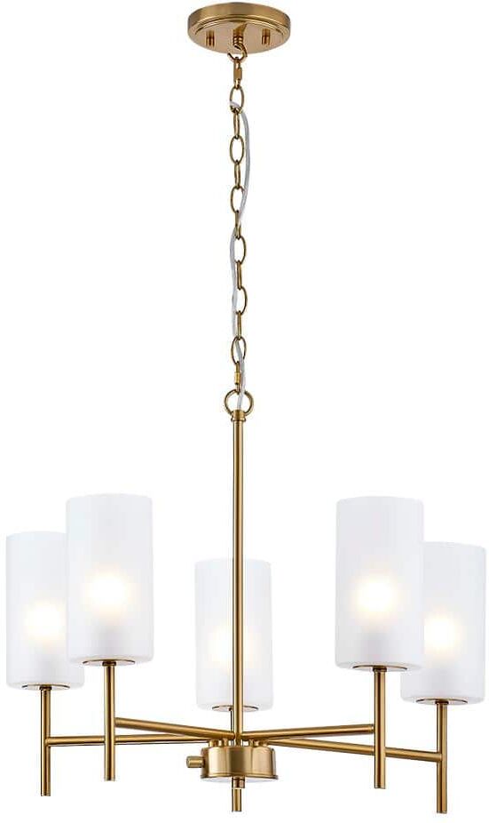 Home Decorators Collection Florabelle 5LT Chandelier modern aged brass finish with glass shades