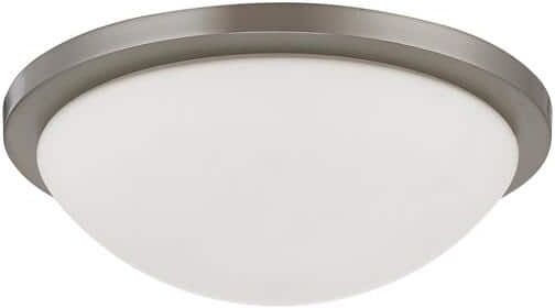 SATCO Button 13 in. 1-Light Brushed Nickel Integrated LED Flush Mount