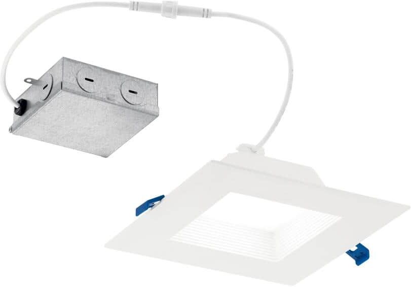 KICHLER Direct-to-Ceiling 6 in. Square White 3000K Integrated LED Canless Recessed Light Kit