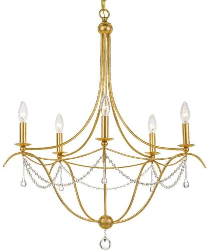 Crystorama Metro 5-Light Antique Gold Standard Chandelier