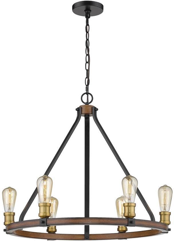 Kirkland 6-Light Rustic Mahogany Chandelier with No Shade