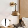 Nathan James Daniel 8 in. W 1-Light Vintaged Brass Modern Wall Sconce, Wall Mounted Plugin Lamp, with Wide Bowl Shade