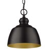 Golden Lighting Holmes 1-Light Matte Black Mini Pendant with Matte Black Shade