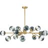 Rennnsan Julian 15-Light Brushed Gold Modern Glass Globe Bubble Chandelier