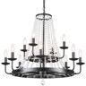 LWYTJO Immer 12 Light Black Candle Style Classic Empire Wagon Wheel Chandelier with Clear Crystal Accents for Kitchen Island