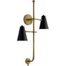 KICHLER Sylvia 2-Light Black and Natural Brass Bedroom Indoor Wall Sconce Light